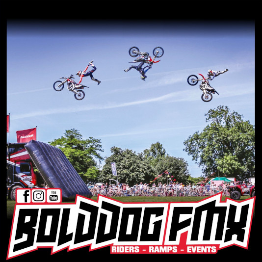 Bolddog FMX team mid-air stunt